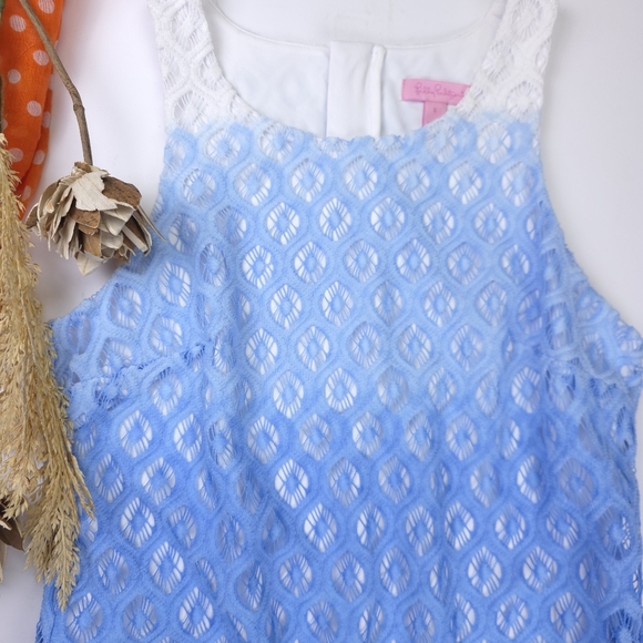 Lilly Pulitzer Blue Lace Embroidered Ombre Dress Sz S - Picture 5 of 14